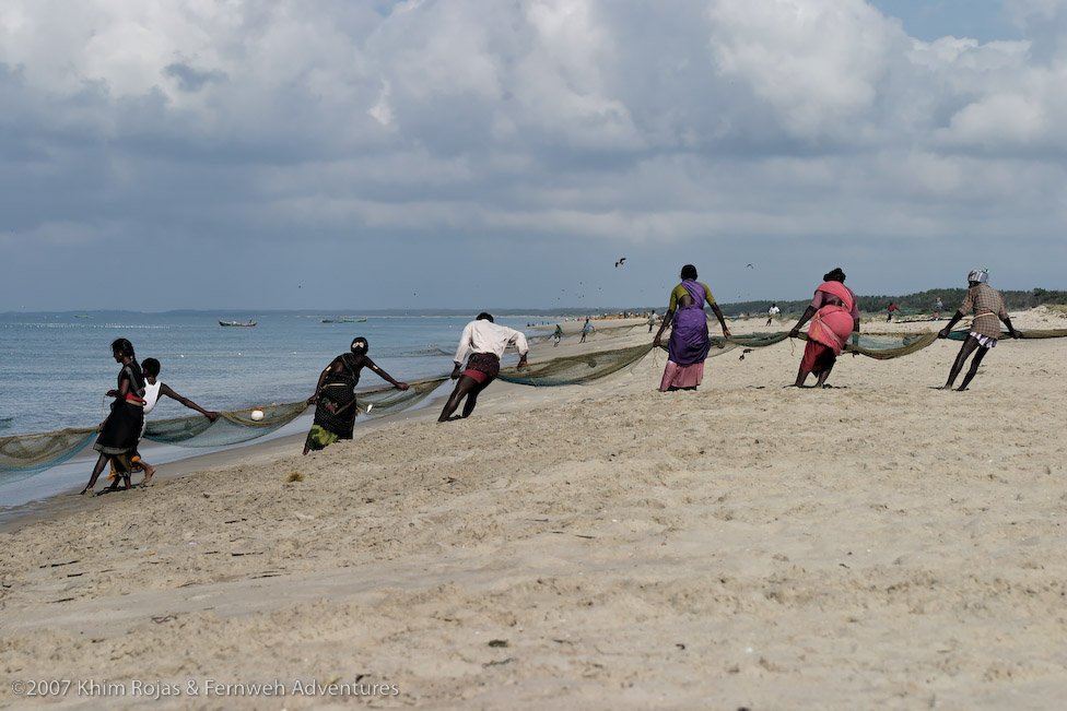 Fishermen on a beach on Adam's Bridge